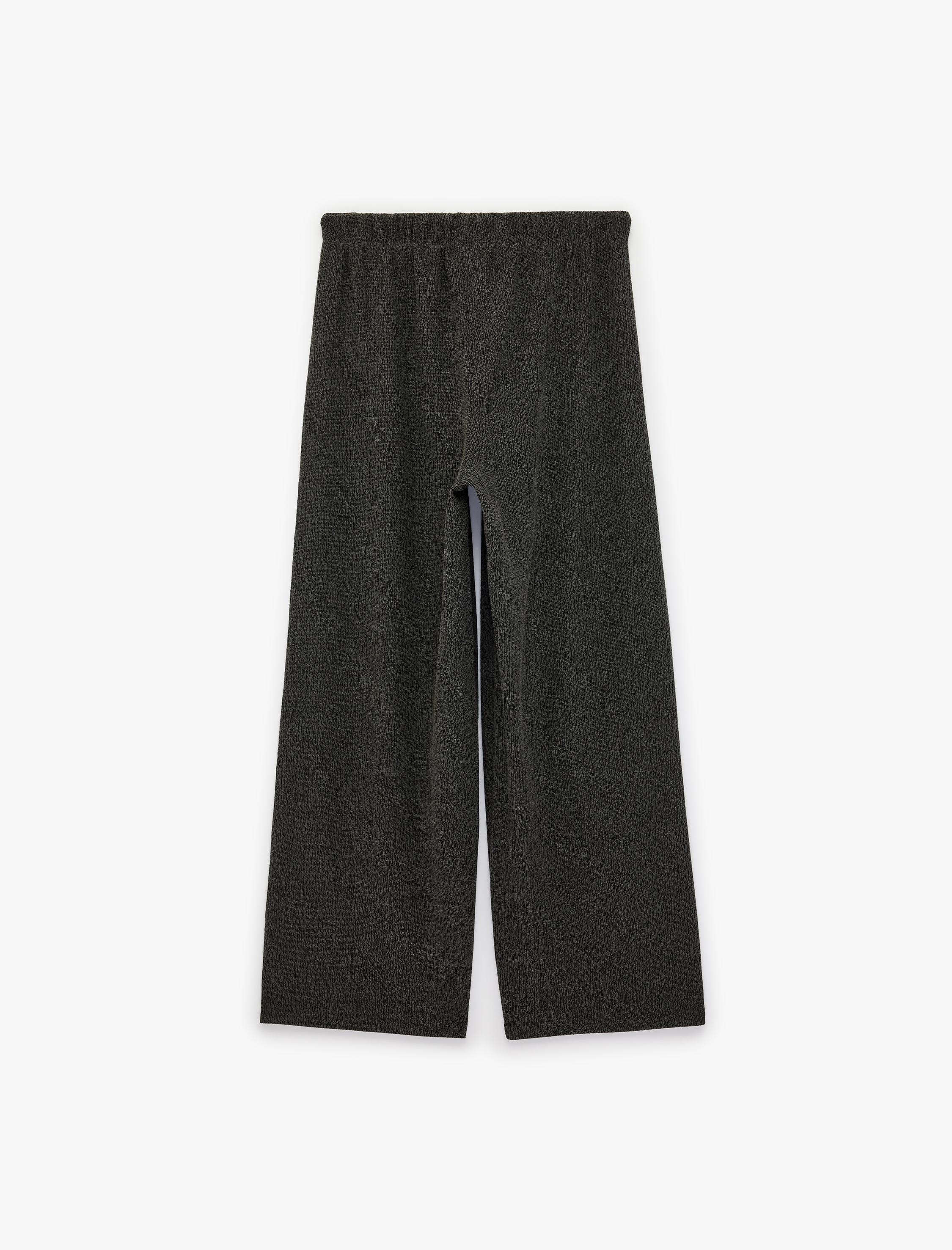   Bürümcük Kumaş Beli Bağcıklı Geniş Paça Pantolon