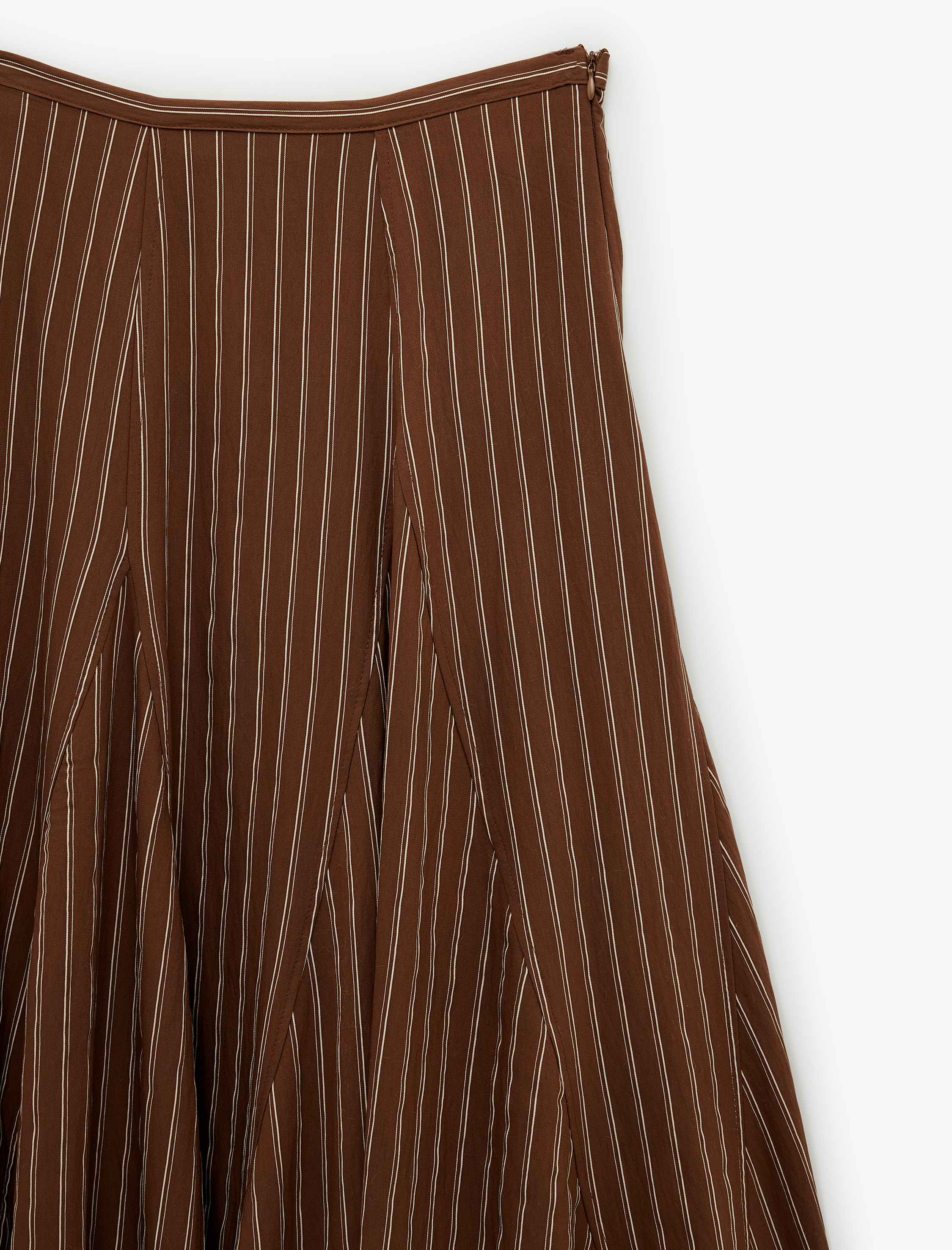   Viskoz Karışımlı Asimetrik Çizgili Midi Etek