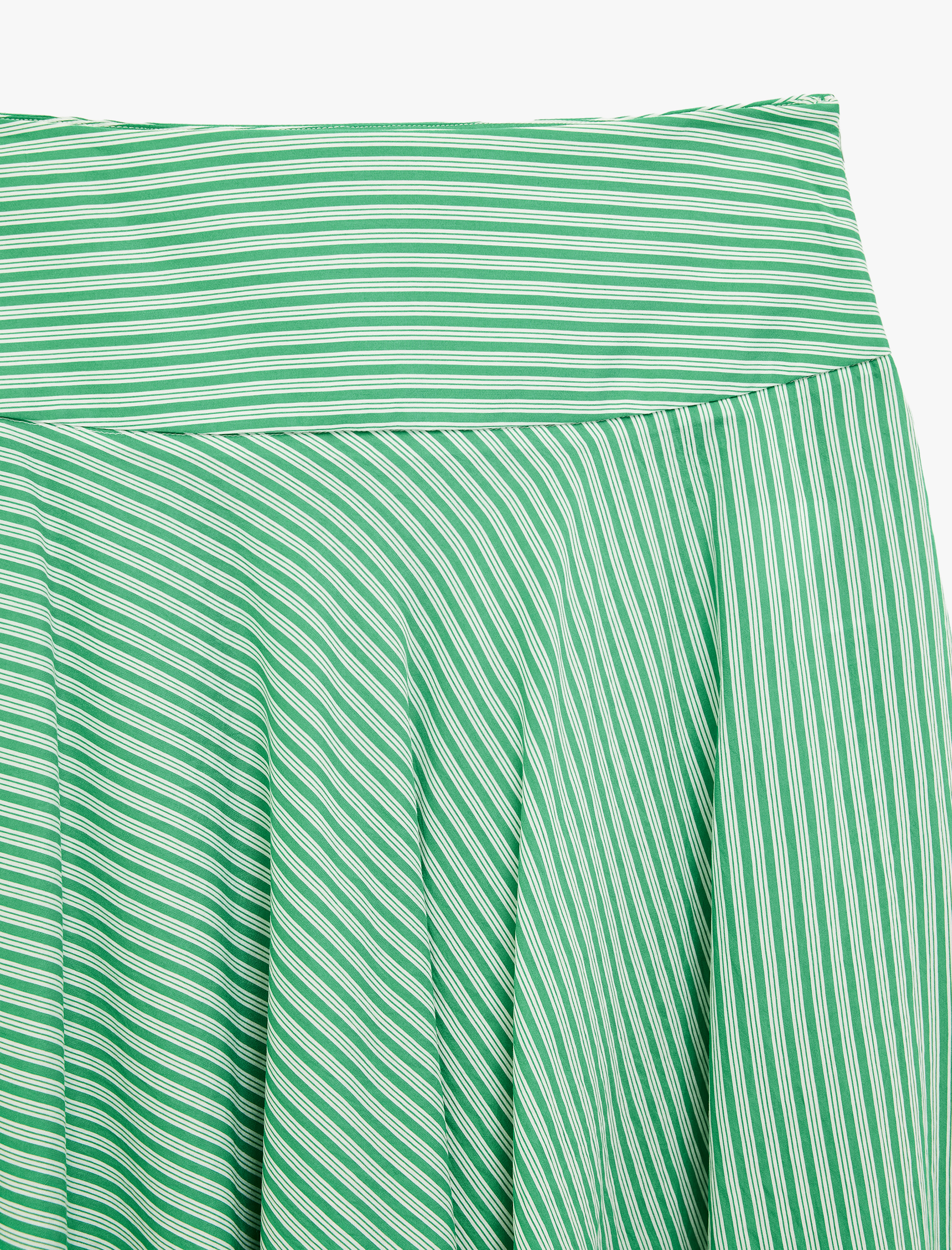   Viskon Kumaş Asimetrik Kesim Çizgili Midi Etek