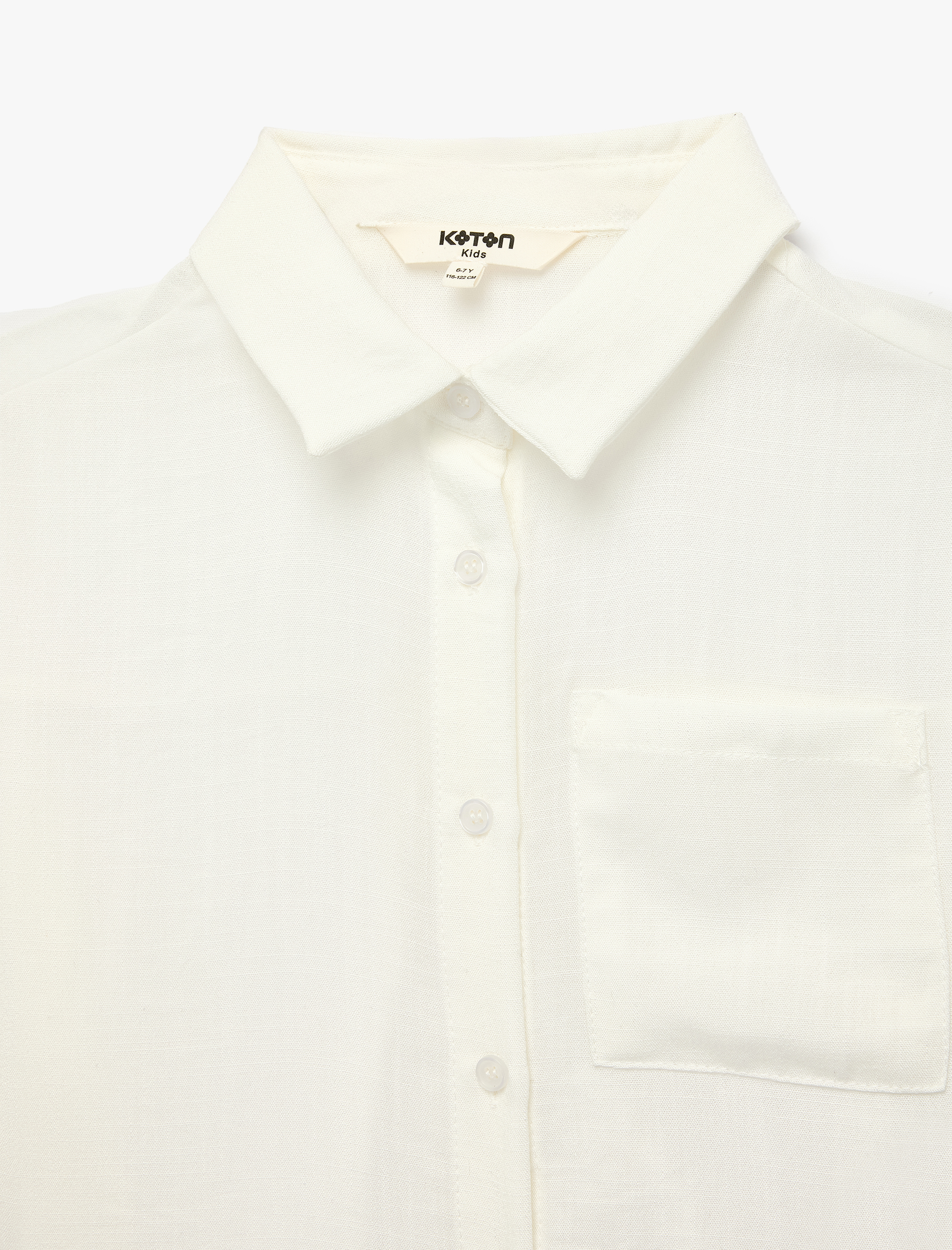  Kız Çocuk Viskon Karışımlı Tek Cepli Uzun Kollu Crop Gömlek