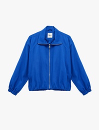 Dik Yaka Cep Detaylı Fermuarlı Ceket