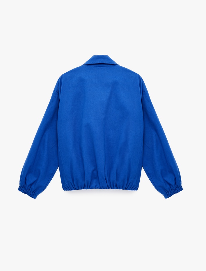  Dik Yaka Cep Detaylı Fermuarlı Ceket