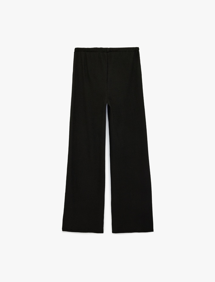  Rahat Kalıp Beli Bağcıklı Geniş Paça Pantolon