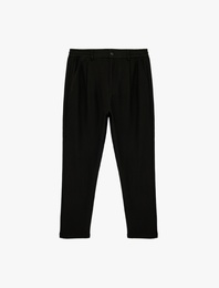 Straight Fit Cepli Düğmeli Dokulu Kumaş Pantolon