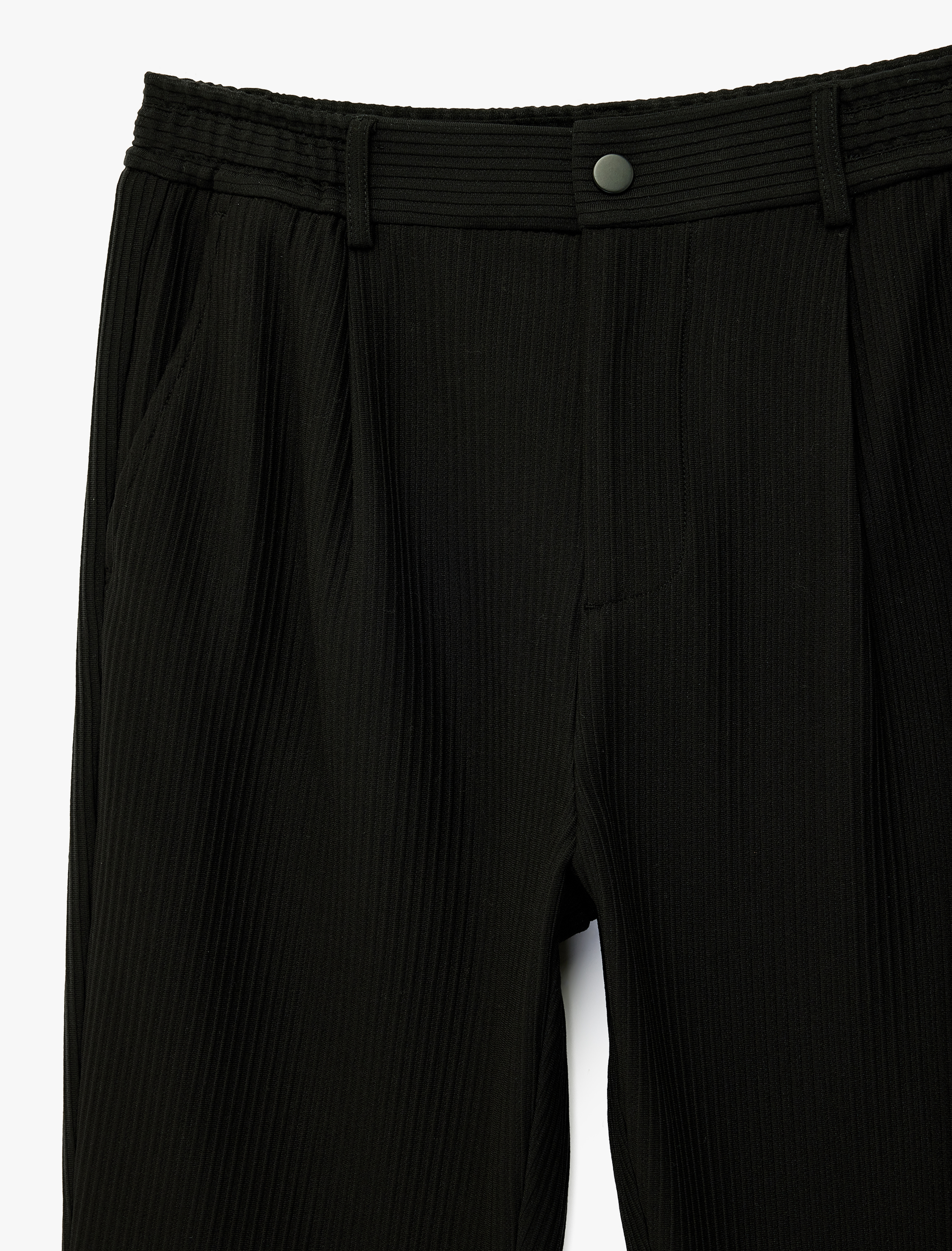   Straight Fit Cepli Düğmeli Dokulu Kumaş Pantolon