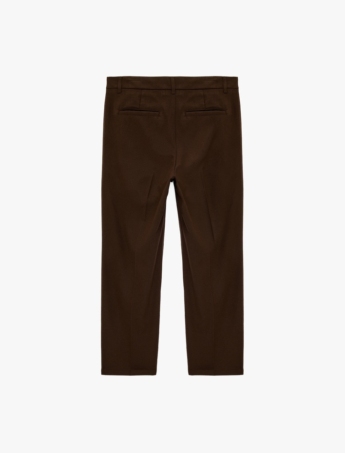  Regular Fit Viskon Karışımlı Cepli Düğmeli Pileli Kumaş Pantolon