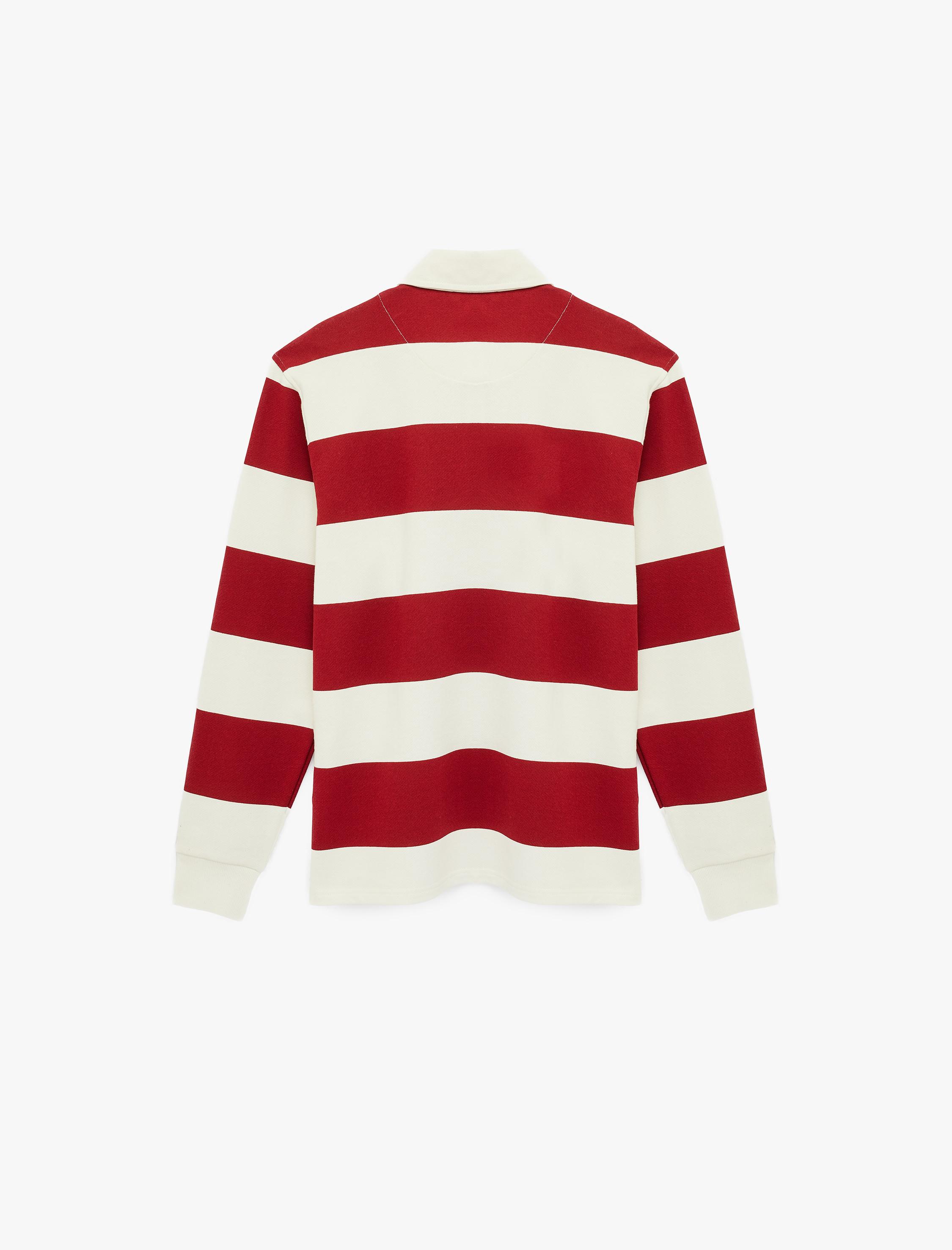   Uzun Kollu Pamuklu Düğmeli Polo Yaka Çizgili Sweatshirt