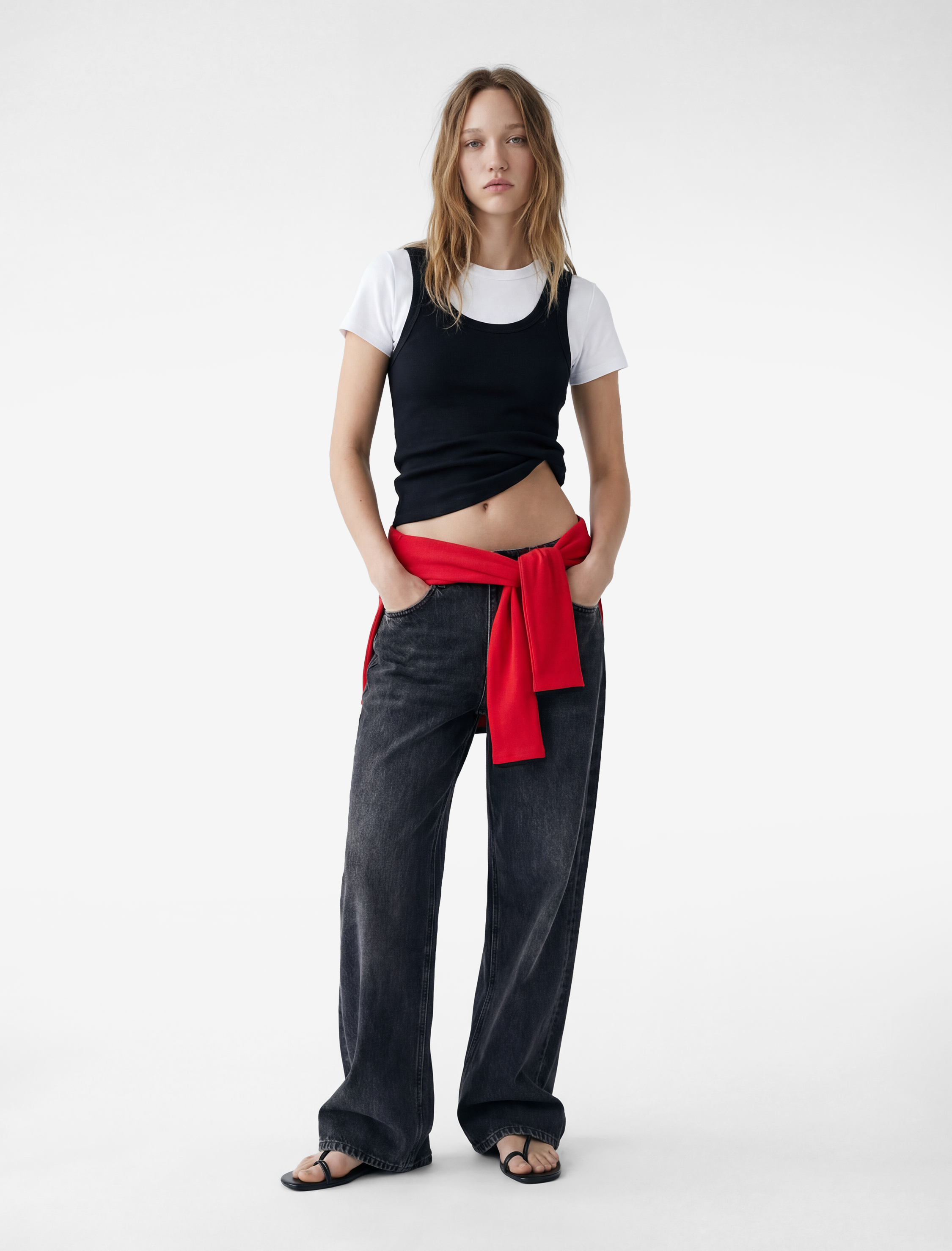   Pamuklu Cepli Düğmeli İspanyol Paça Crop Jean Pantolon -  Kick Flare Jeans