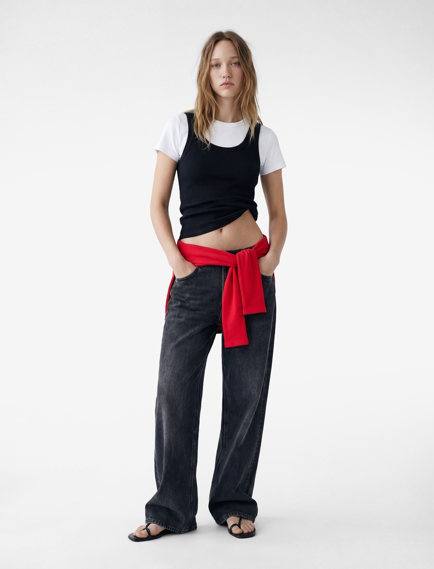 Koton Kadın Pamuklu Cepli Düğmeli İspanyol Paça Crop Jean Pantolon -  Kick Flare Jeans