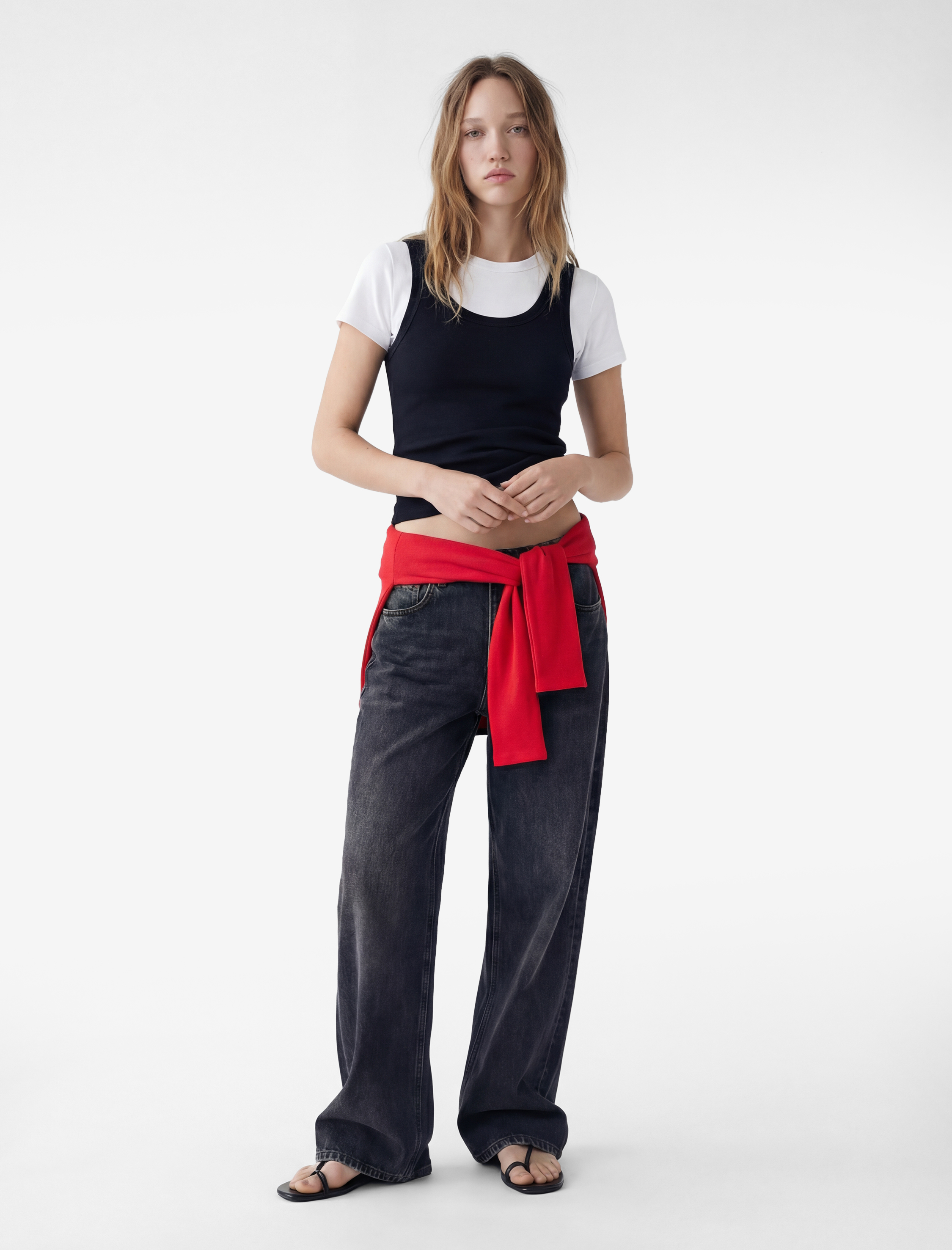   Pamuklu Cepli Düğmeli İspanyol Paça Crop Jean Pantolon -  Kick Flare Jeans