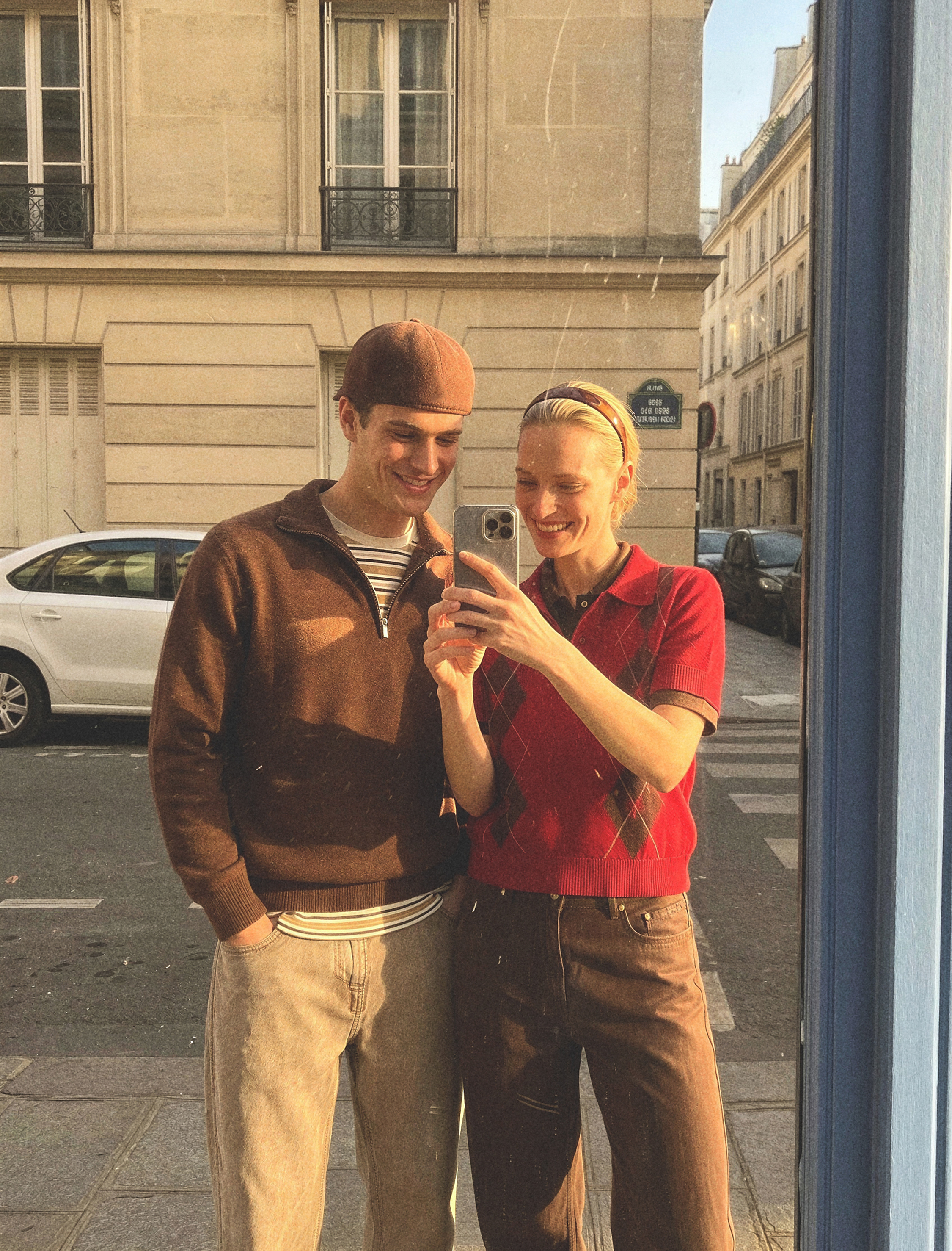   Kısa Kollu Polo Yaka Baklava Desenli Triko Kazak