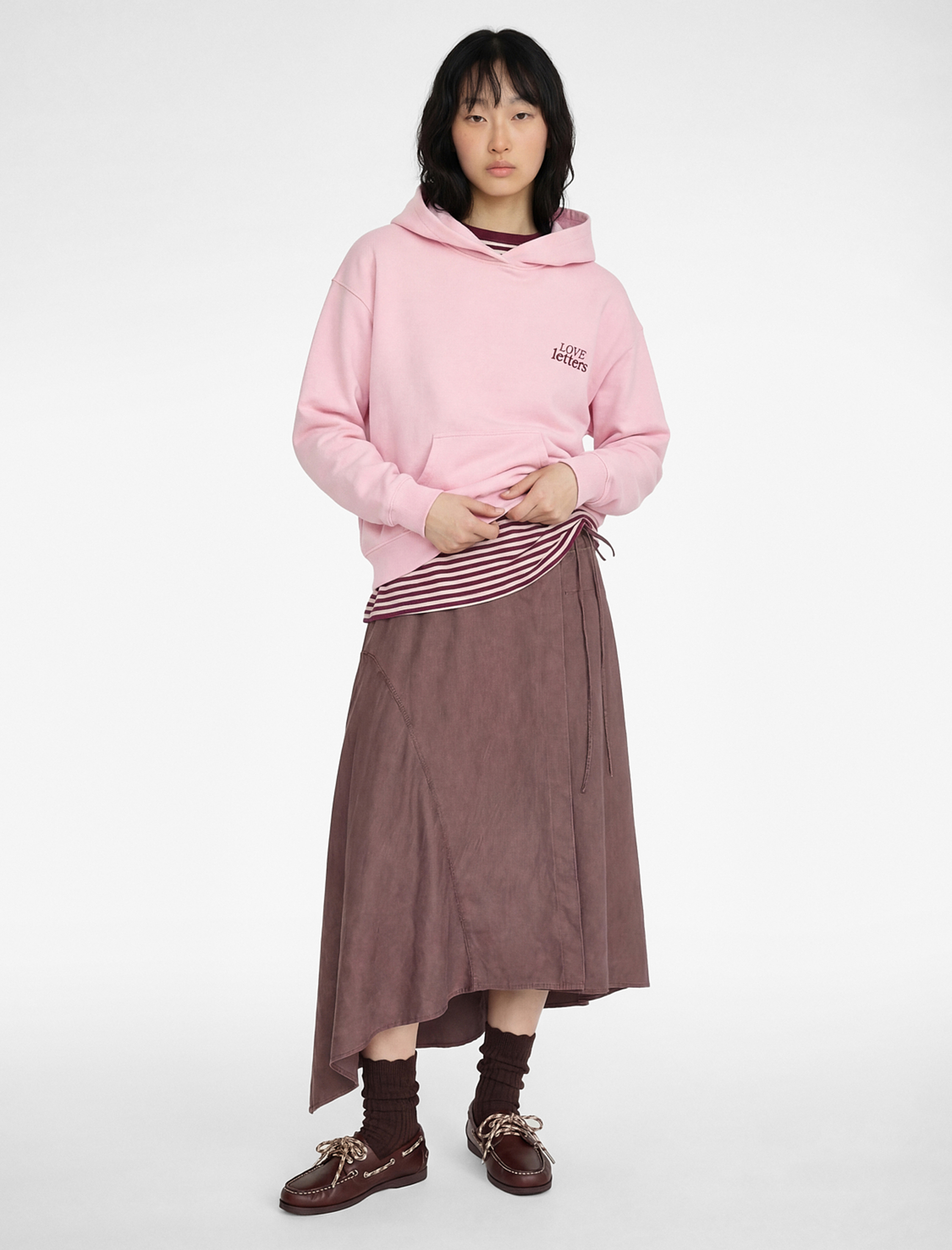   Uzun Kollu Kapüşonlu Kanguru Cepli Baskılı Sweatshirt