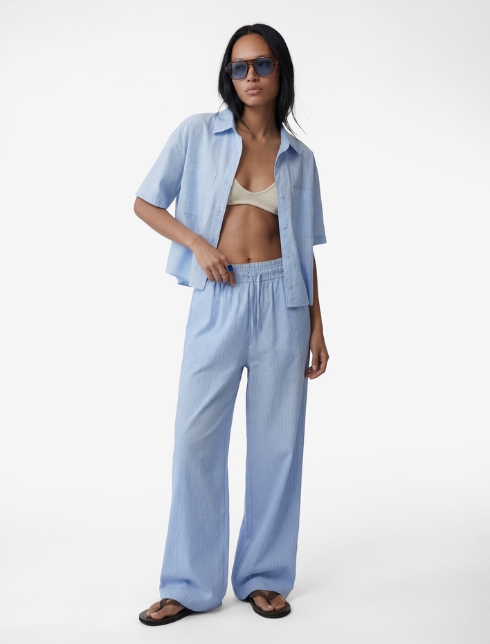  Modal Karışımlı Beli Lastikli Geniş Paça Pantolon