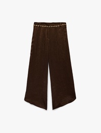 Yüksek Bel Dokulu Fermuarlı Harem Pantolon