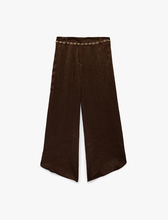  Yüksek Bel Dokulu Fermuarlı Harem Pantolon