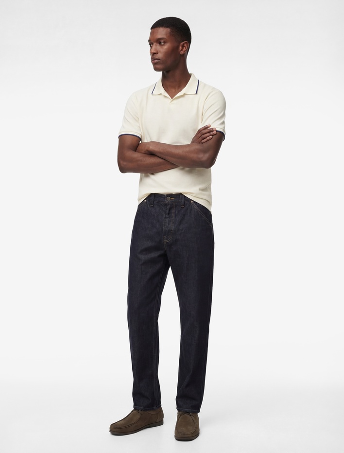  Pamuklu Kısa Kollu Pike Kumaş Çizgi Detaylı Slim Fit Polo Yaka Tişört