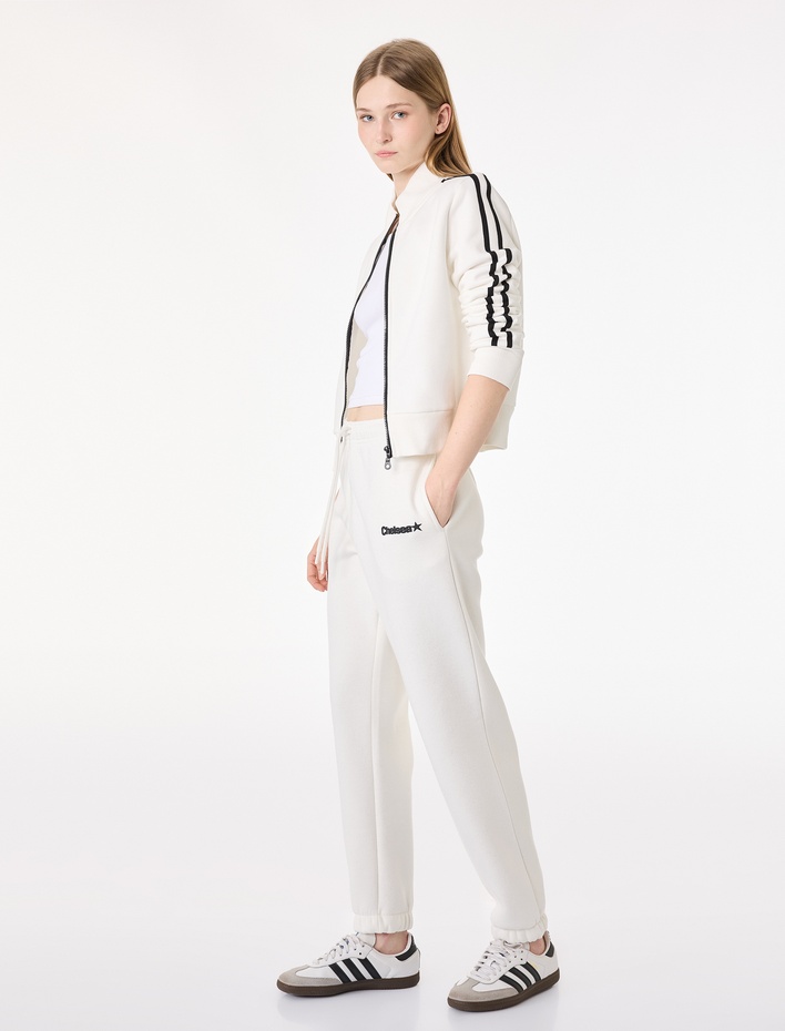  Simli Rahat Kalıp Baskılı Beli Bağcıklı Cepli Jogger Eşofman Altı