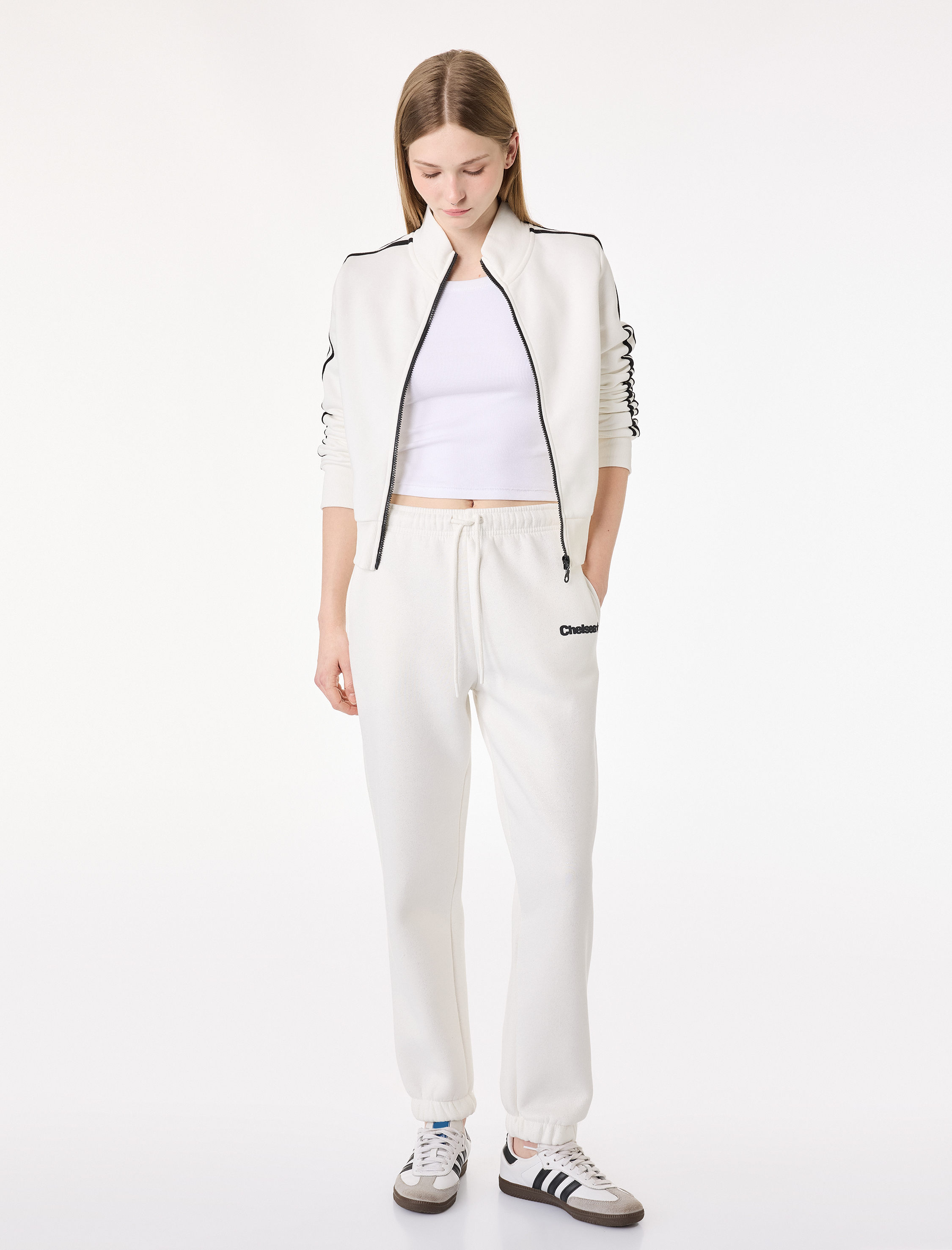   Simli Rahat Kalıp Baskılı Beli Bağcıklı Cepli Jogger Eşofman Altı