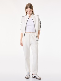 Simli Rahat Kalıp Baskılı Beli Bağcıklı Cepli Jogger Eşofman Altı