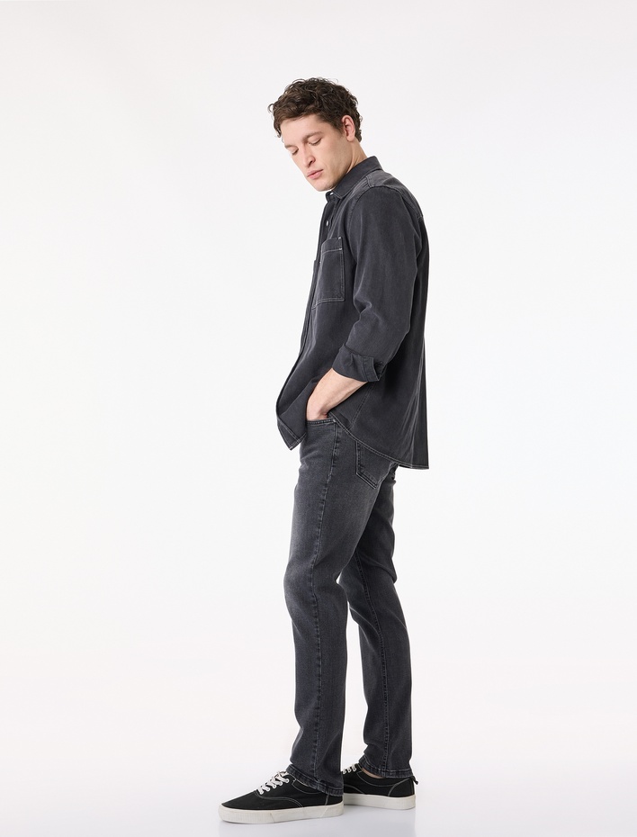  Normal Bel Pamuklu 5 Cepli Slim Fit Jean Pantolon - Brad Jean