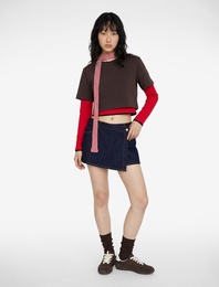 Rahat Kalıp Kruvaze Mini Denim Şort Etek