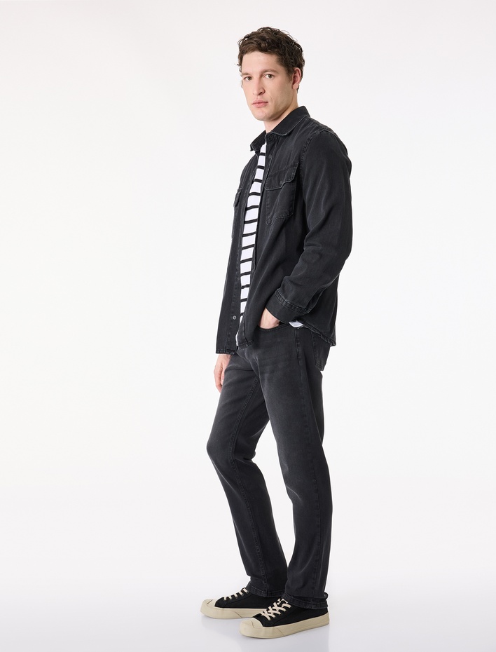  Normal Bel Pamuklu 5 Cepli Slim Fit Jean Pantolon - Brad Jean