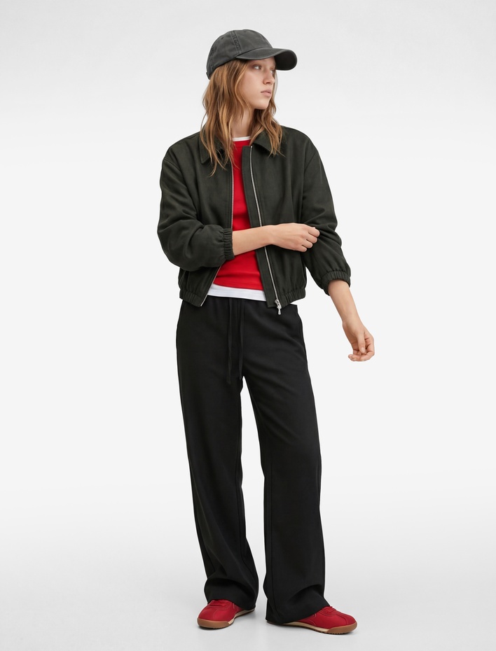  Beli Bağcıklı Rahat Kalıp Cep Detaylı Viskon Geniş Paça Pantolon