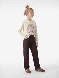 Snoopy Baskılı Kısa Kollu Bisiklet Yaka Pamuklu Lisanslı Tişört