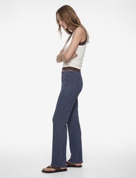 Yüksek Bel Dar Kesim Bürümcük İspanyol Paça Tayt Pantolon