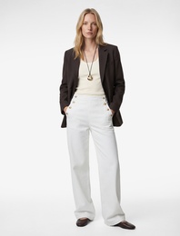 Düğme Detaylı Cepli Geniş Paça Denim Pantolon -  Wide Leg Jeans