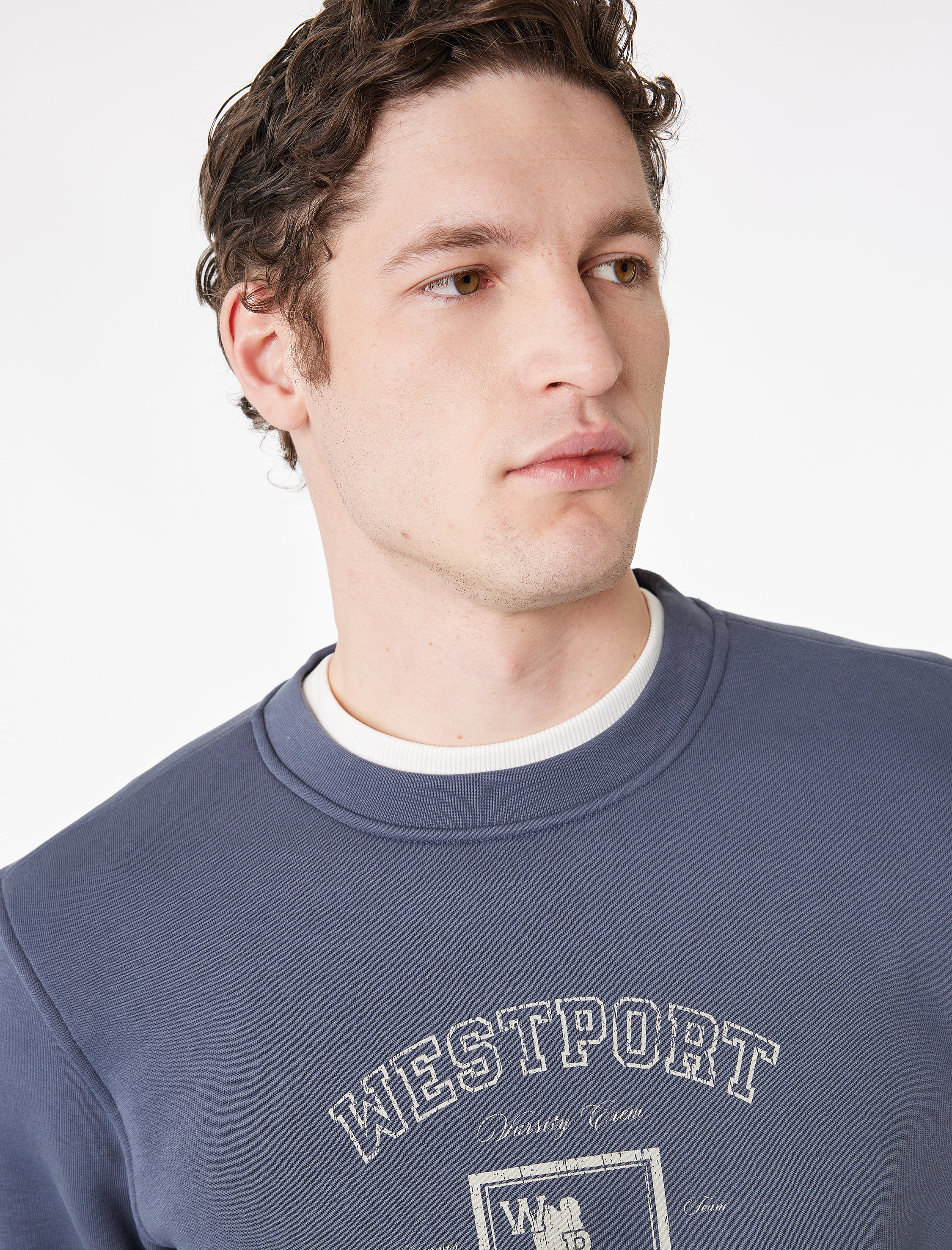   Uzun Kollu Şardonlu Baskılı Bisiklet Yaka Sweatshirt