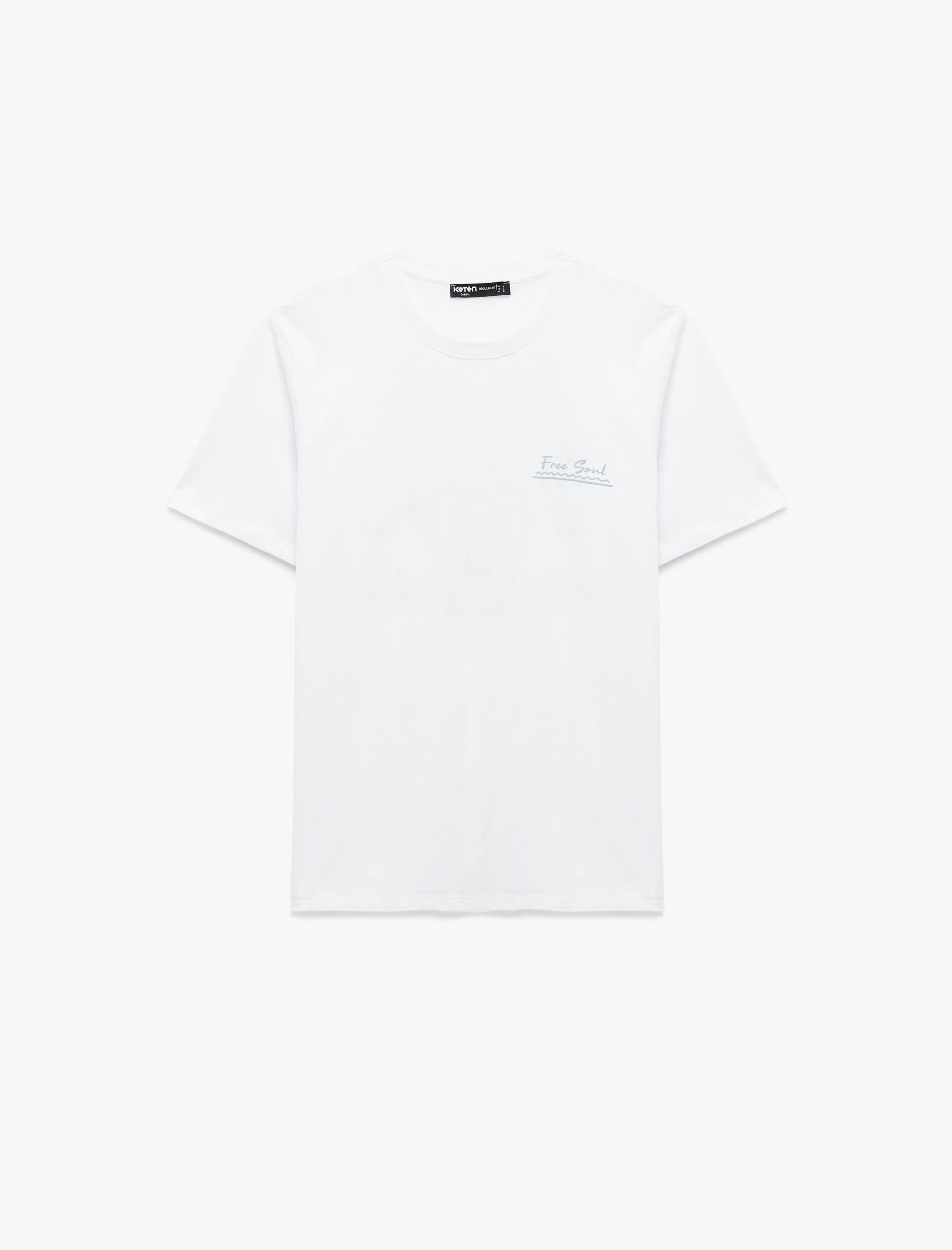   Regular Fit Kısa Kollu Pamuklu Bisiklet Yaka Arkası Baskılı Tişört