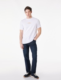 Regular Fit Kısa Kollu Bisiklet Yaka Pamuklu Arkası Baskılı Tişört