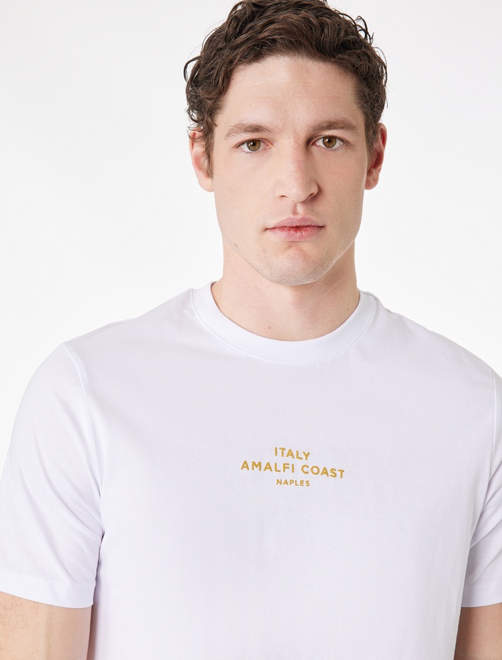  Regular Fit Kısa Kollu Bisiklet Yaka Pamuklu Arkası Baskılı Tişört