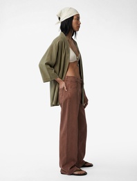 Kupro Viskon Kumaş Cepli 3/4 Kol Oversize Kimono