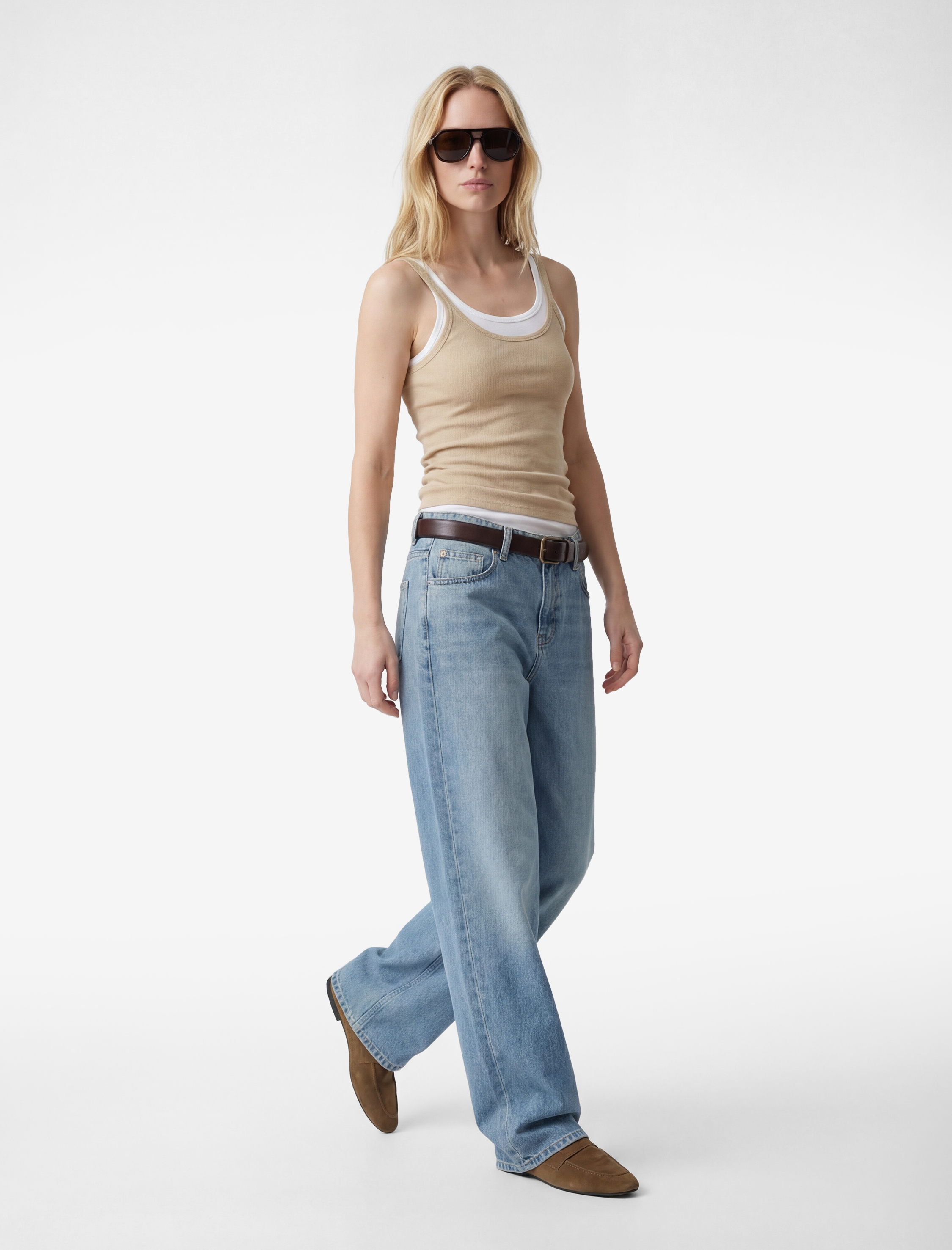   Rahat Kalıp Düz Paça Düğmeli Cepli Denim Pantolon - Loose Straight Fit Jean