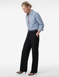 Straight Fit Cepli Düz Bol Paça Kemerli Kumaş Pantolon