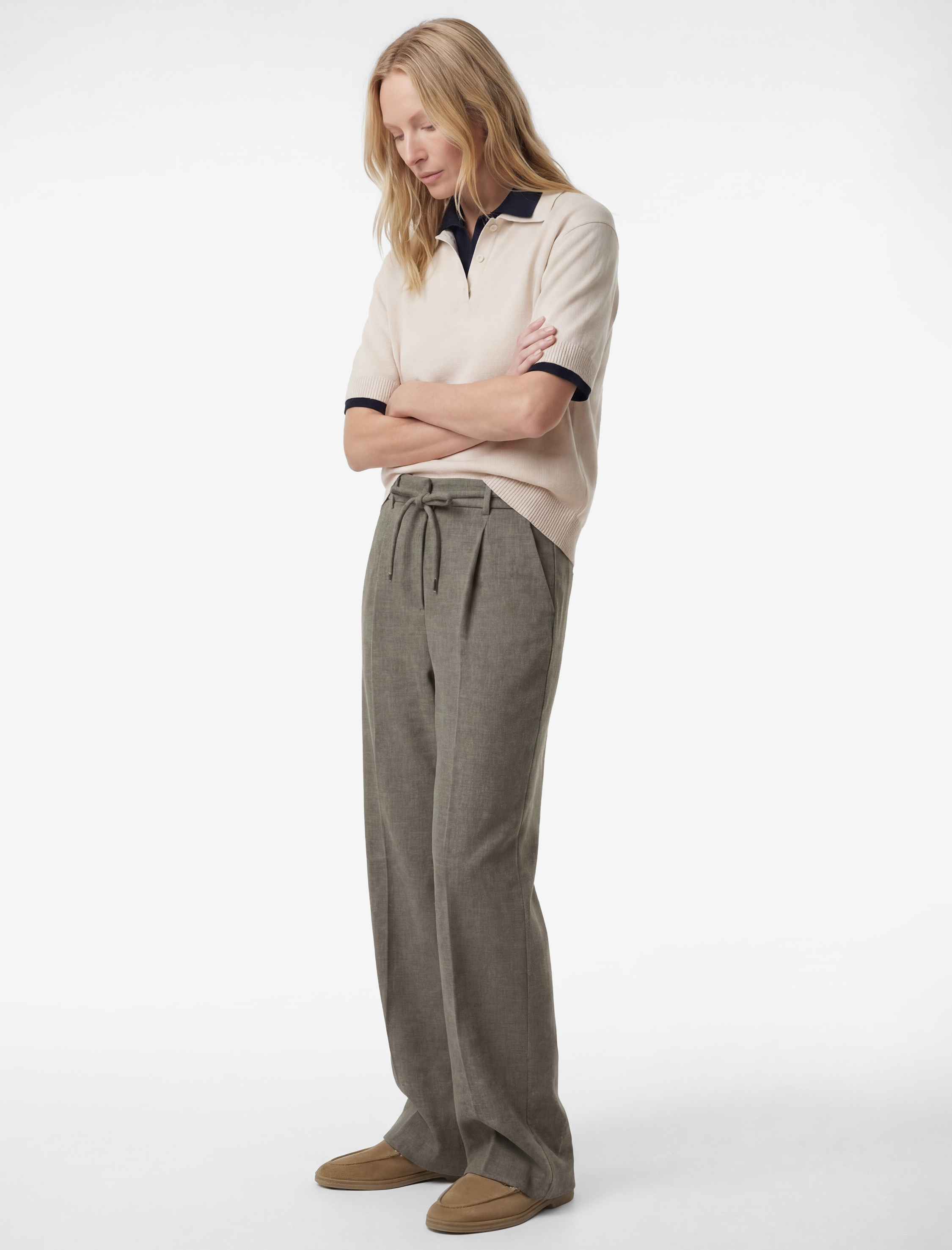   Bağlama Detaylı Bol Paça Cepli Pantolon