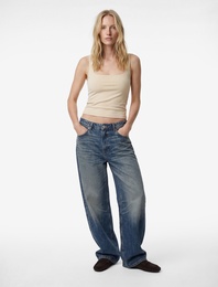 Pamuklu Likralı Kolsuz Kare Yaka Bluz