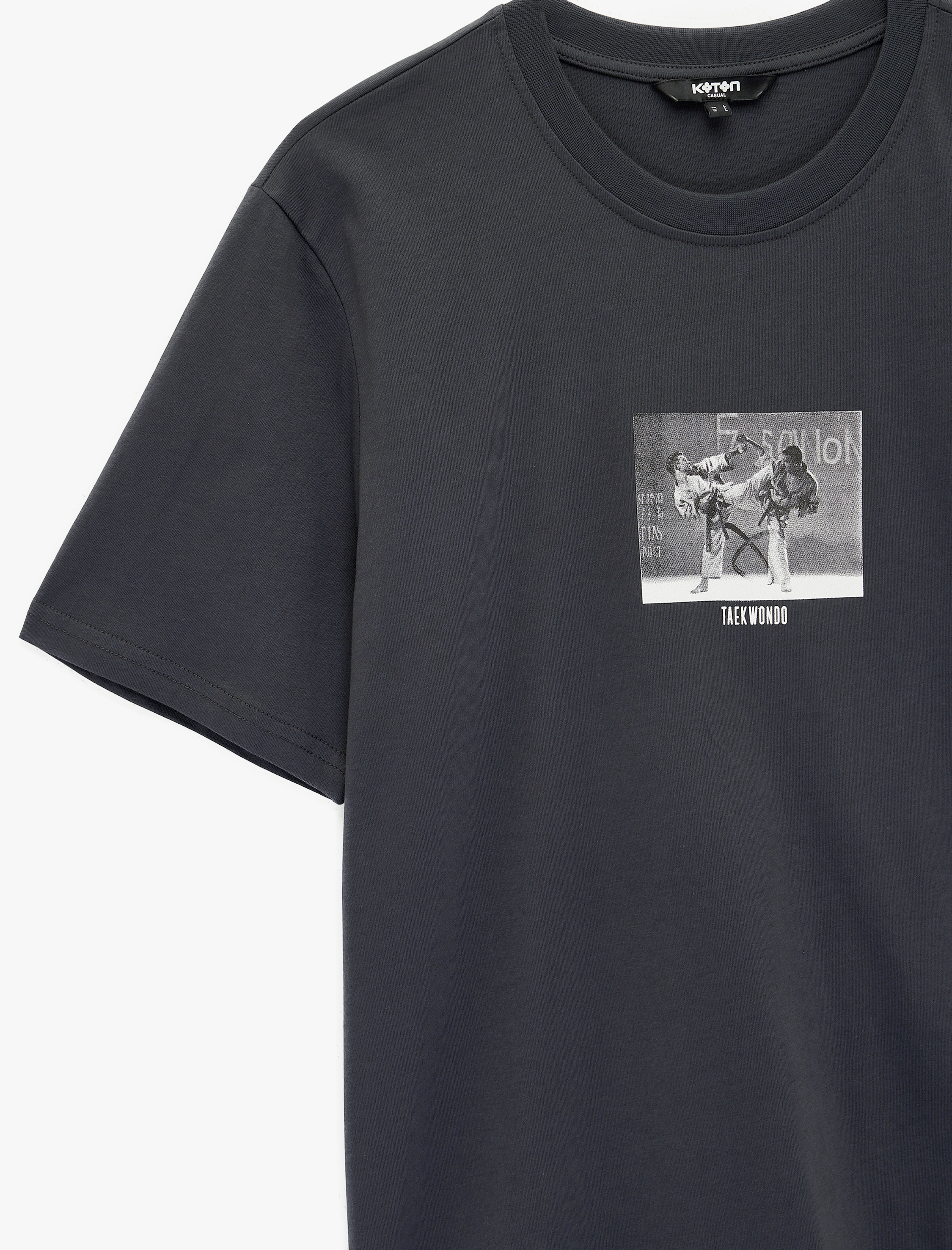   Regular Fit Kısa Kollu Bisiklet Yaka Pamuklu Baskılı Tişört