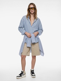 Düğmeli Uzun Kollu Klasik Yaka Oversize Gömlek