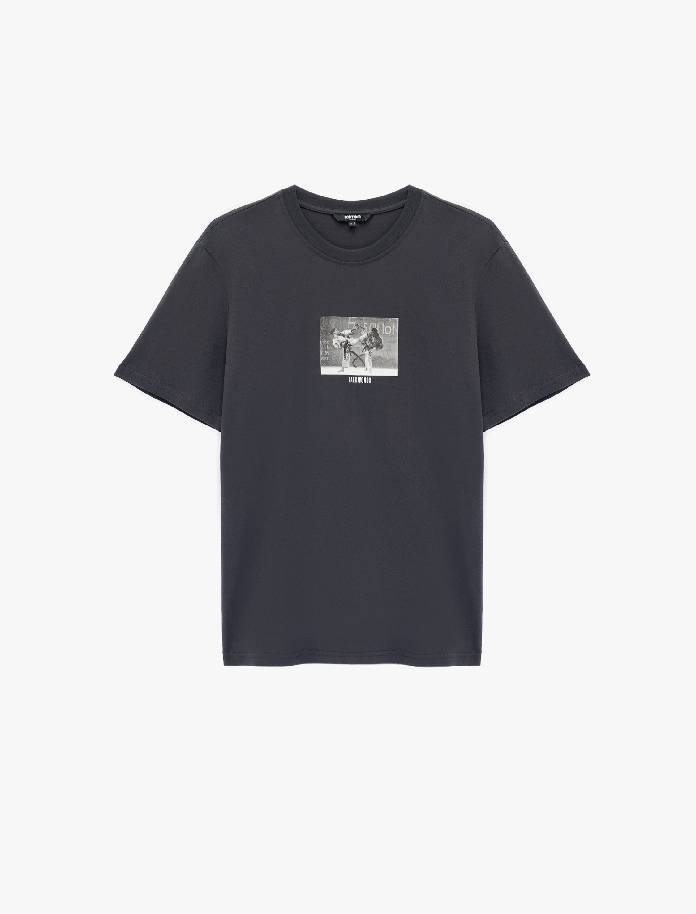   Regular Fit Kısa Kollu Bisiklet Yaka Pamuklu Baskılı Tişört