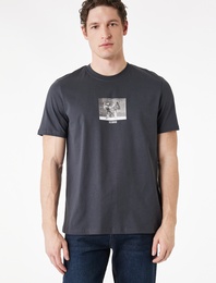 Regular Fit Kısa Kollu Bisiklet Yaka Pamuklu Baskılı Tişört