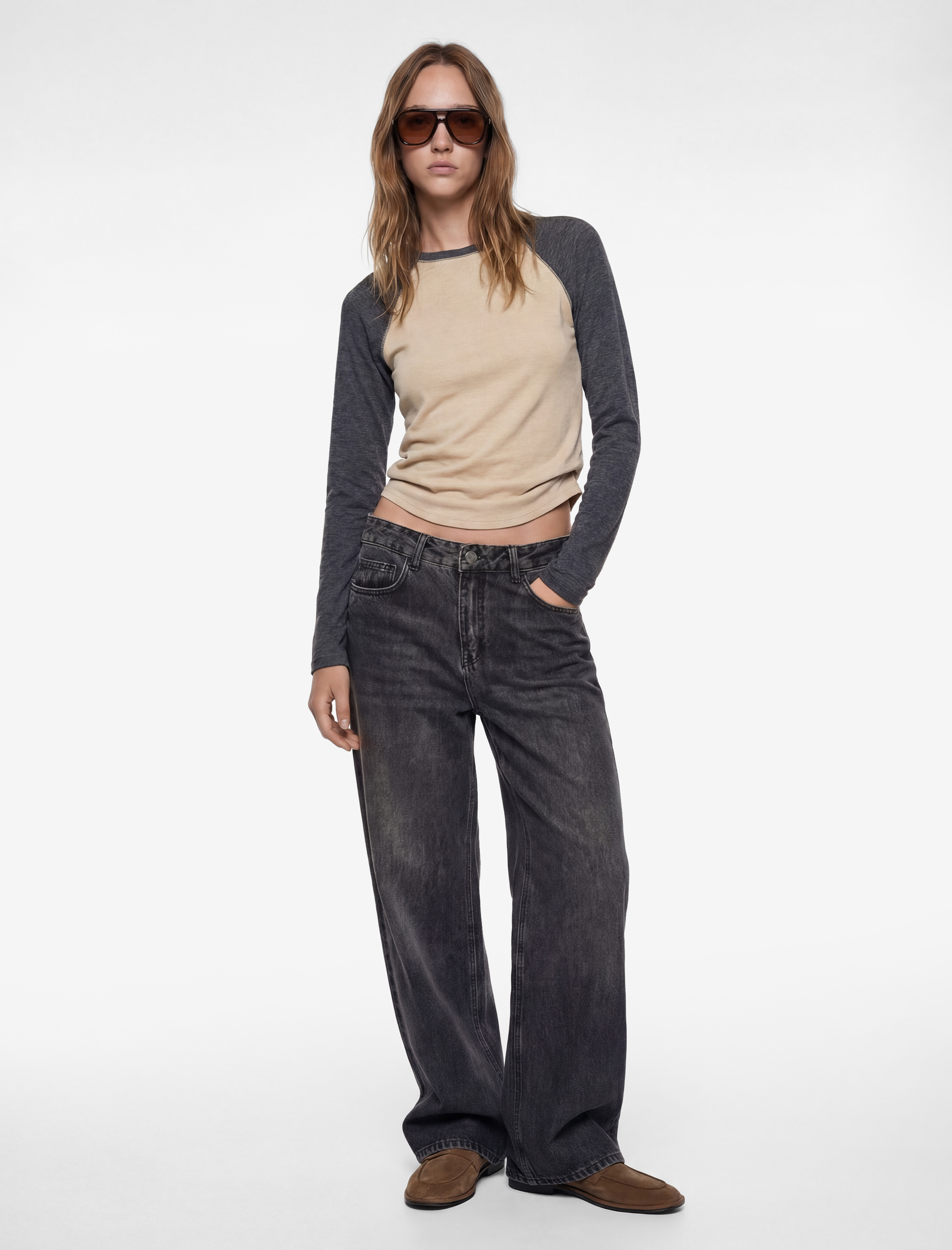   Geniş Paça Düğmeli Pamuklu Denim Pantolon - Wide Leg Jeans