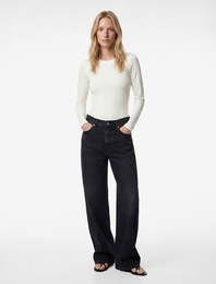 Uzun Kollu Bisiklet Yaka Slim Fit Bodysuit