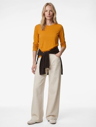 Slim Fit Pamuklu Uzun Kollu Bisiklet Yaka Tişört