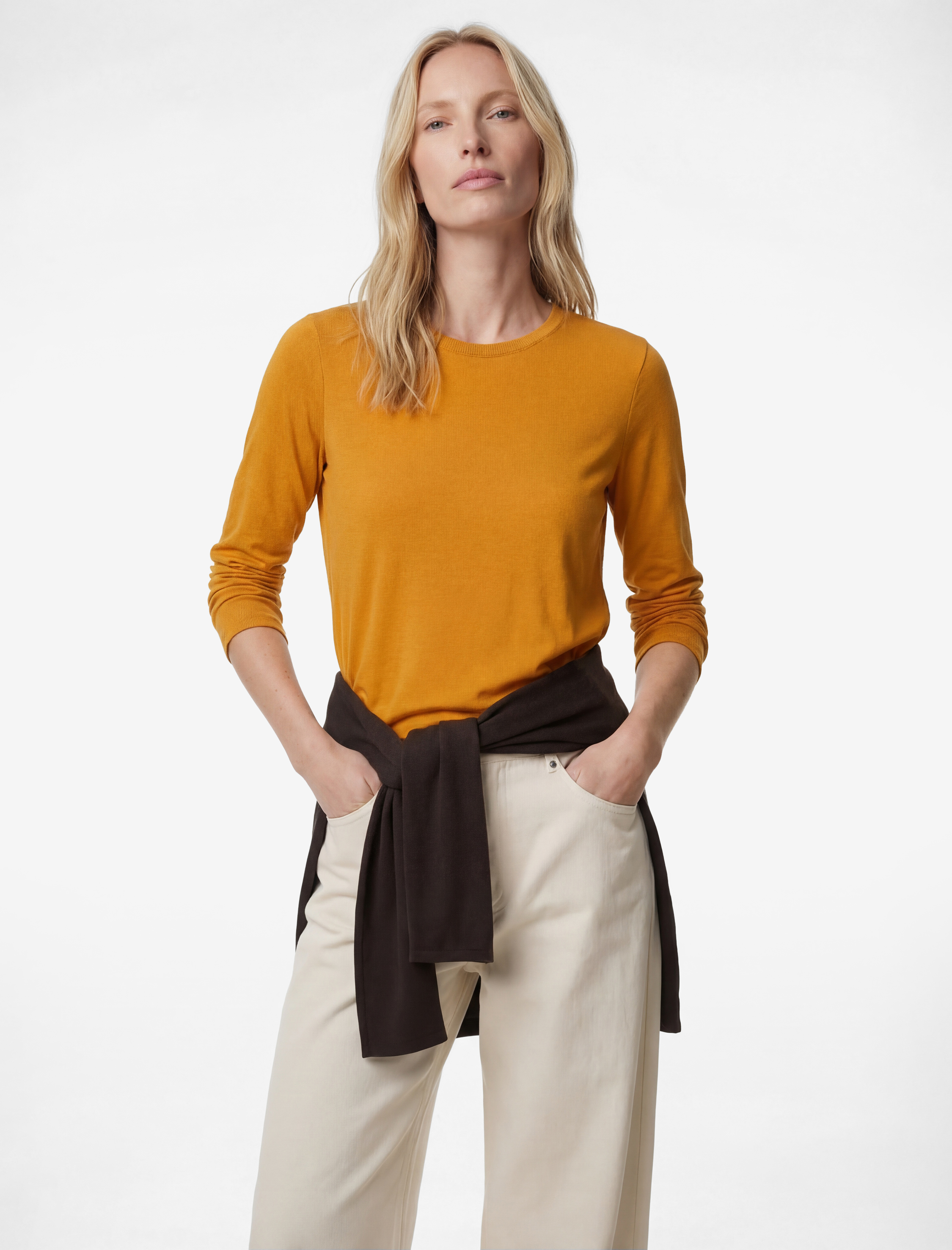   Slim Fit Pamuklu Uzun Kollu Bisiklet Yaka Tişört