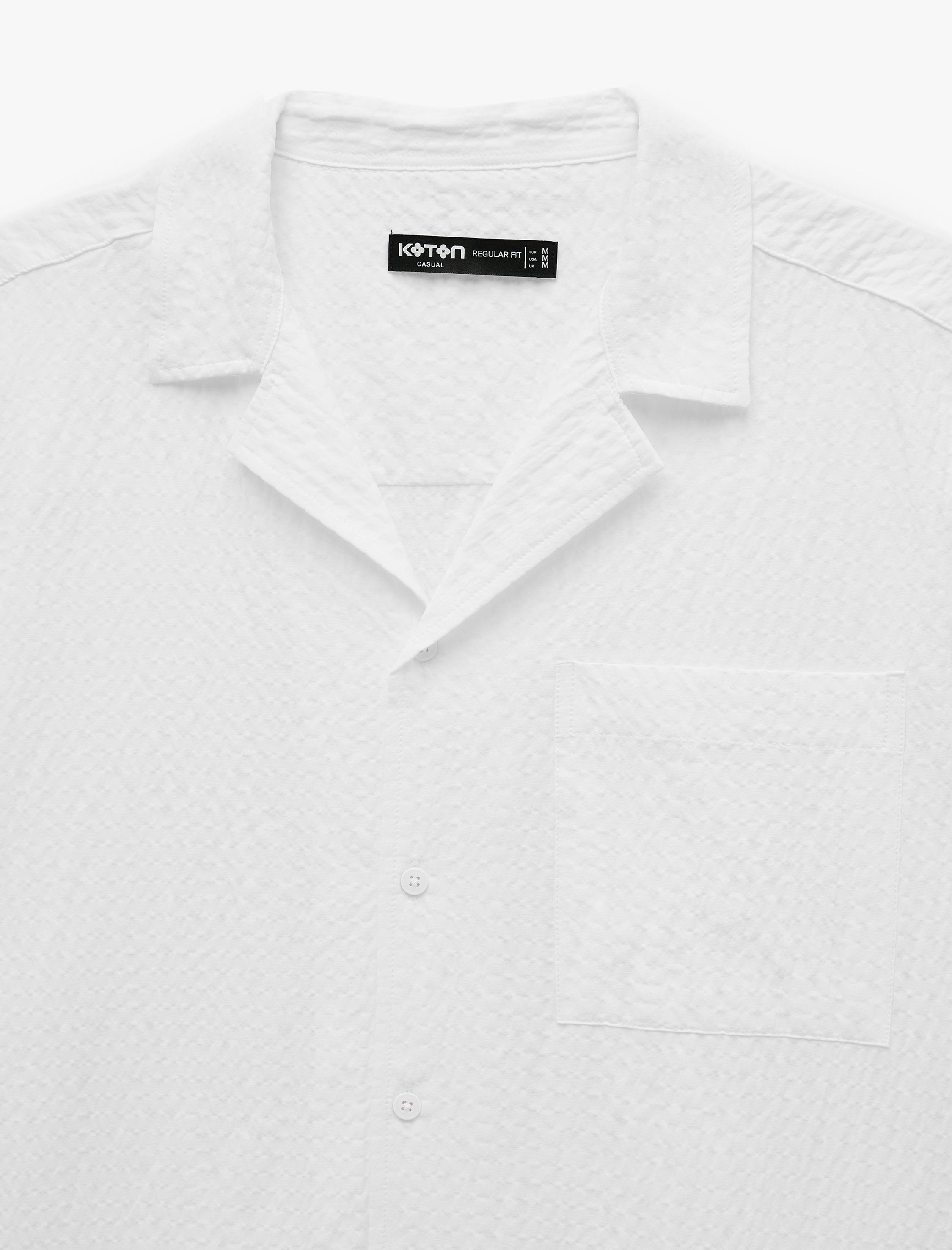   Regular Fit Kısa Kollu Cepli Dokulu Devrik Yaka Gömlek