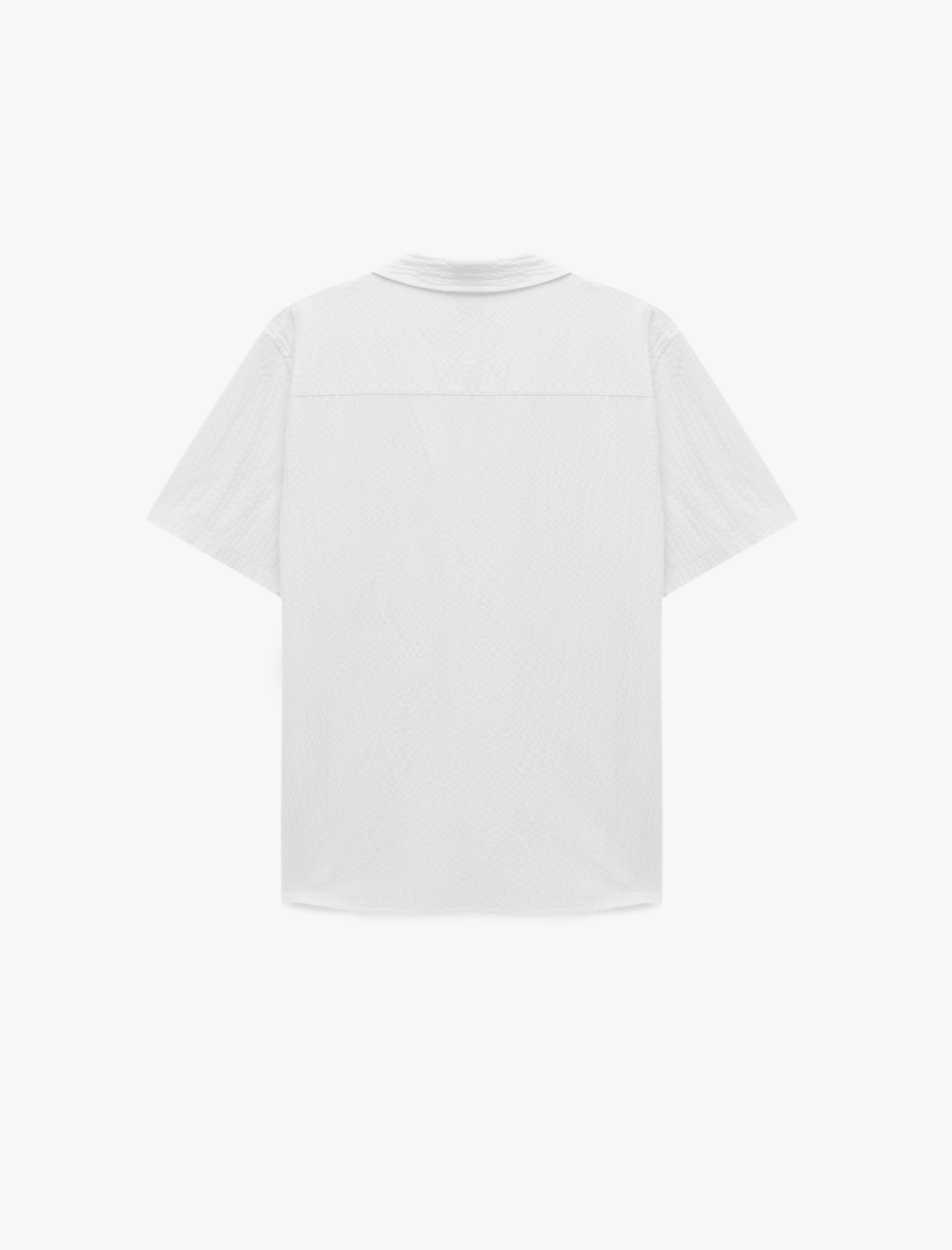   Regular Fit Kısa Kollu Cepli Dokulu Devrik Yaka Gömlek