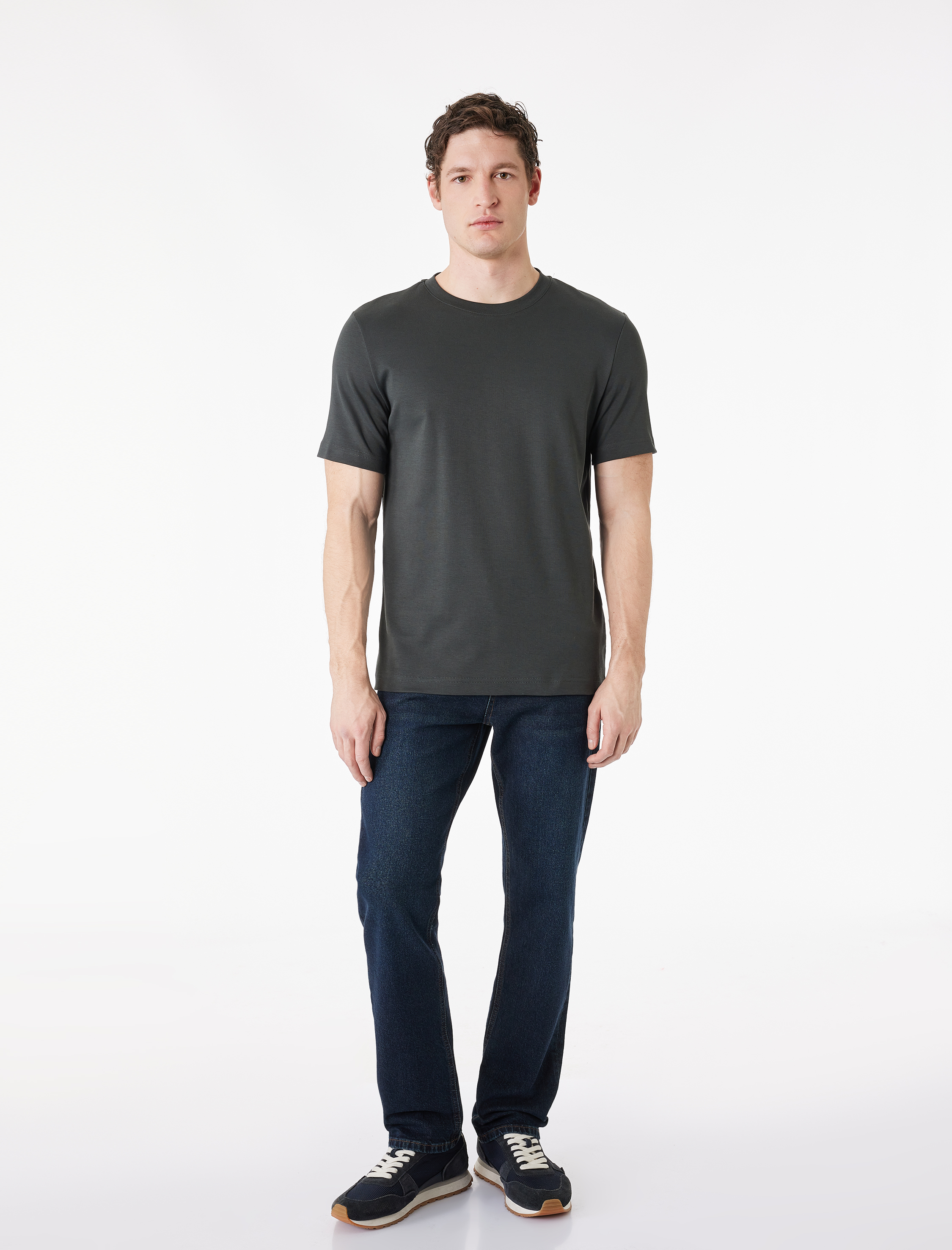   Regular Fit Kısa Kollu Pamuklu Bisiklet Yaka Tişört